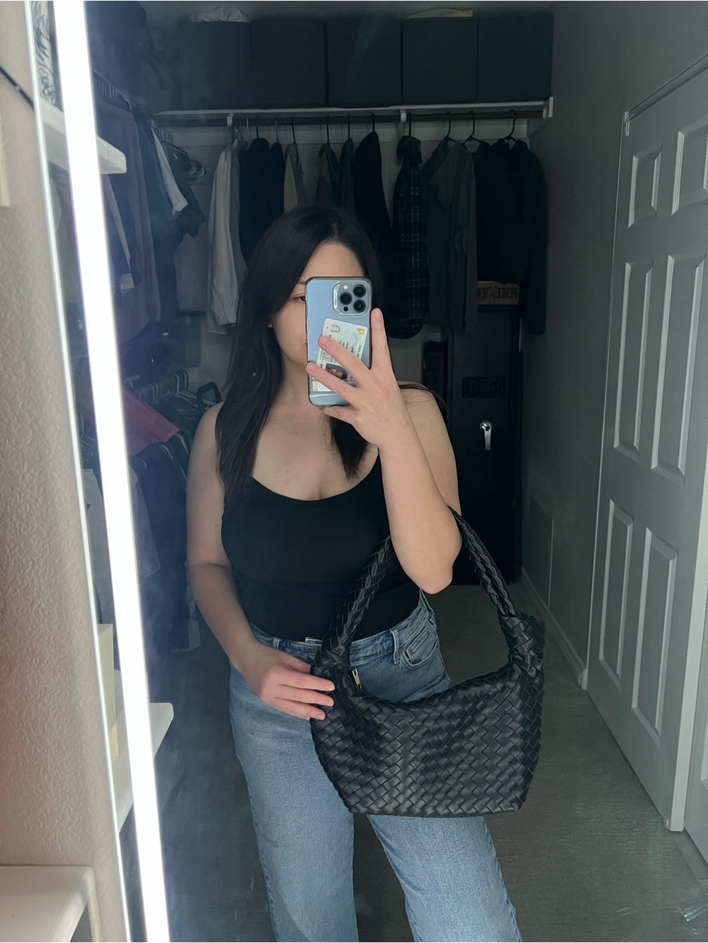 Bottega Inspired Black Hobo Woven Shoulder Bag